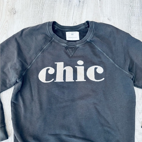 Anthropologie | Sol Angeles Black Gray Chic' Sweatshirt Medium - Picture 4 of 7